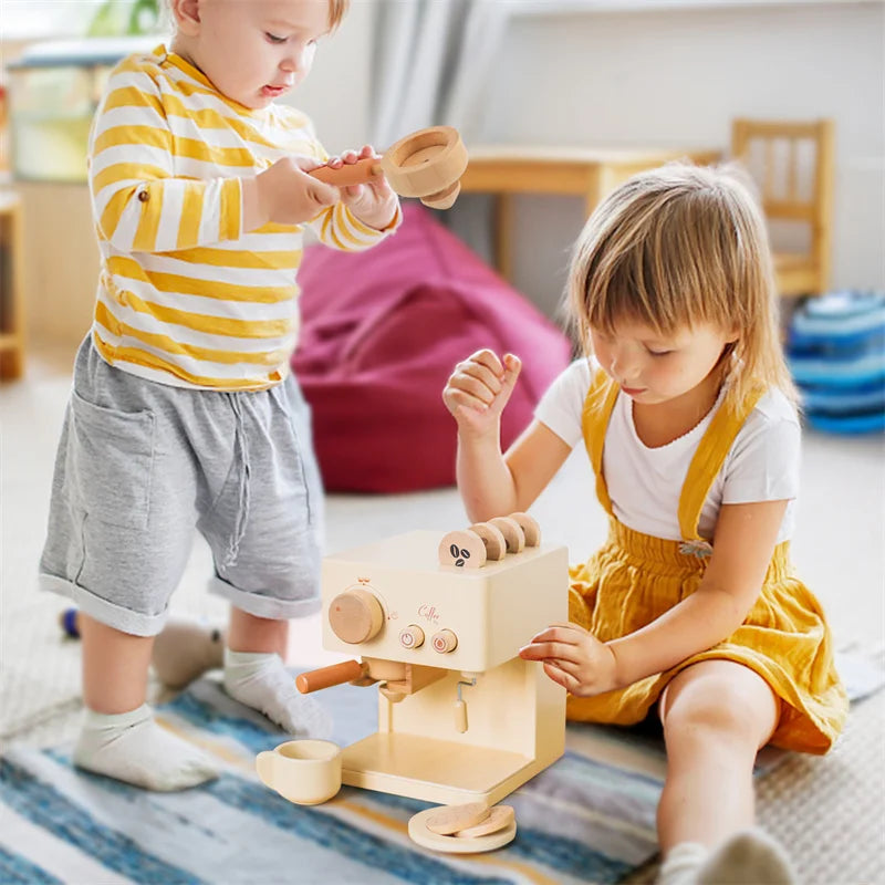 Wooden Coffee Machine Play Set