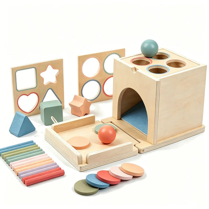Wooden Shape-Sorting Drawers