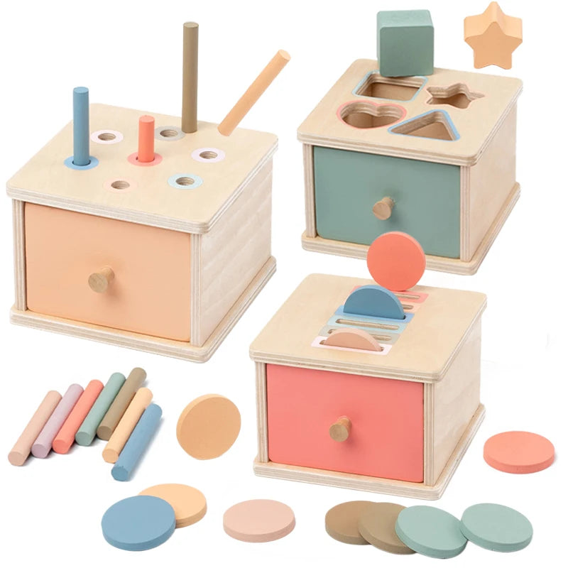 Wooden Shape-Sorting Drawers