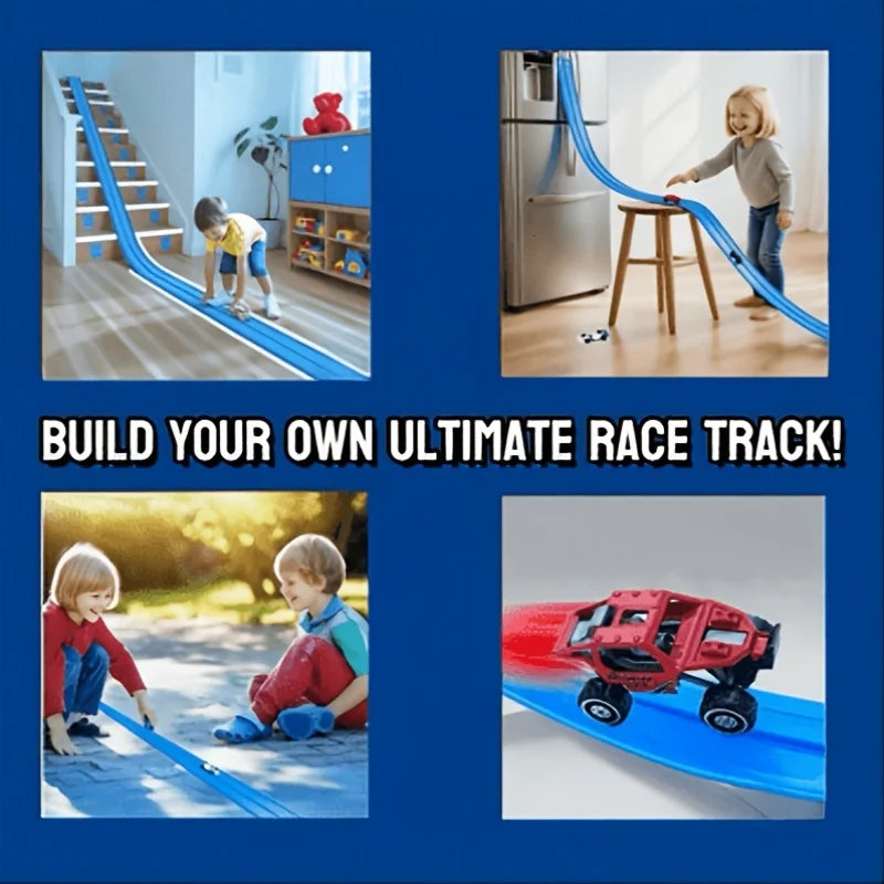Bendy Race Track + 4 Cars