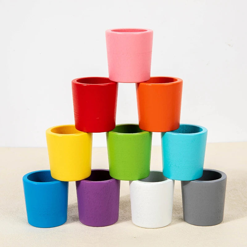 Wooden Cups Colour Sorting