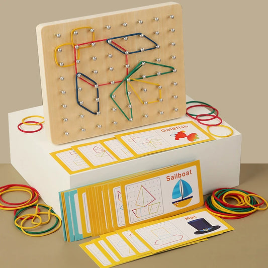 Wooden Geoboard with Pattern Cards