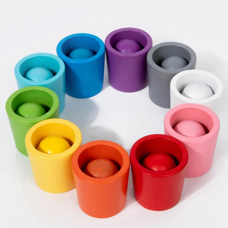 Wooden Cups Colour Sorting