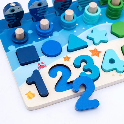 Wooden Math & Fishing Activity Board