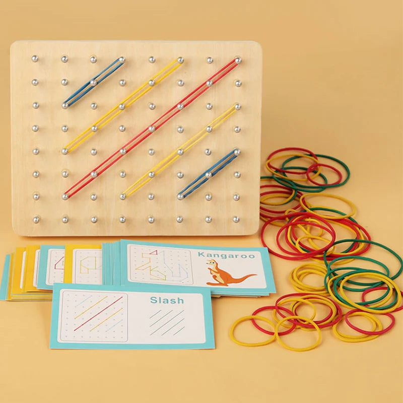 Wooden Geoboard with Pattern Cards