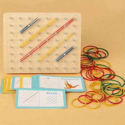 Wooden Geoboard with Pattern Cards