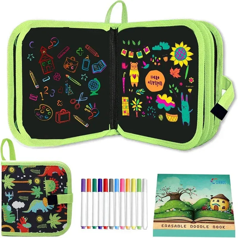 Wipe-Clean Drawing Book + 6 Markers