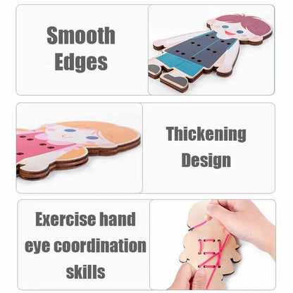 Wooden Buttons & Lacing Set