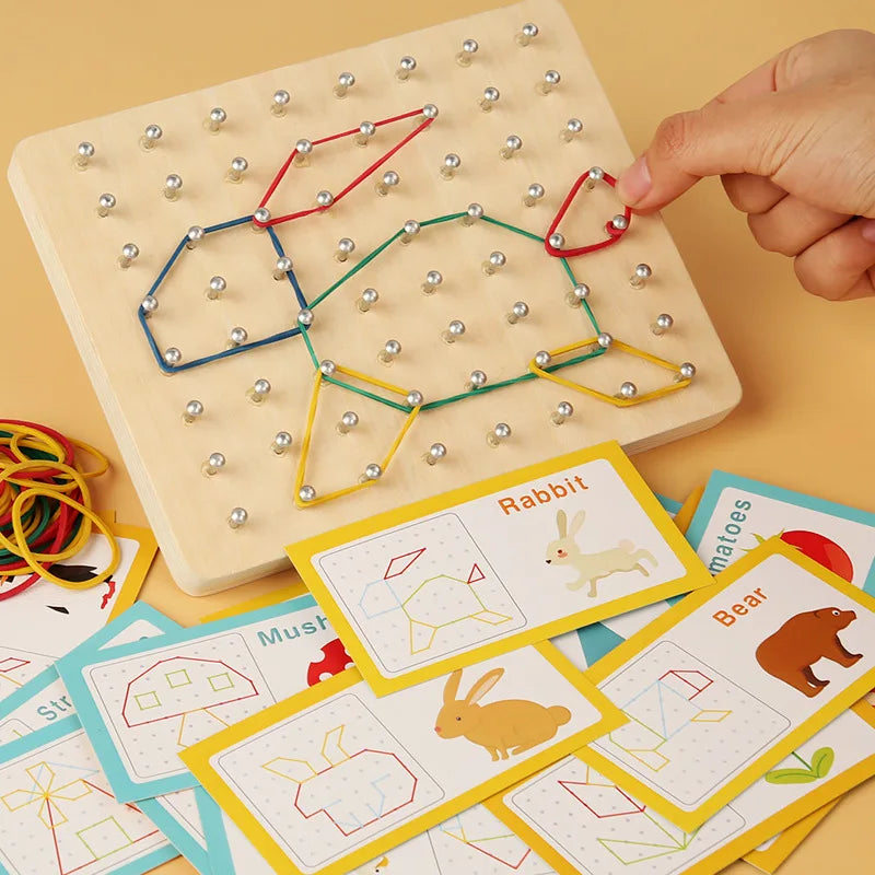 Wooden Geoboard with Pattern Cards