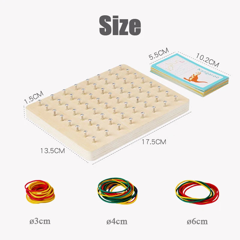 Wooden Geoboard with Pattern Cards