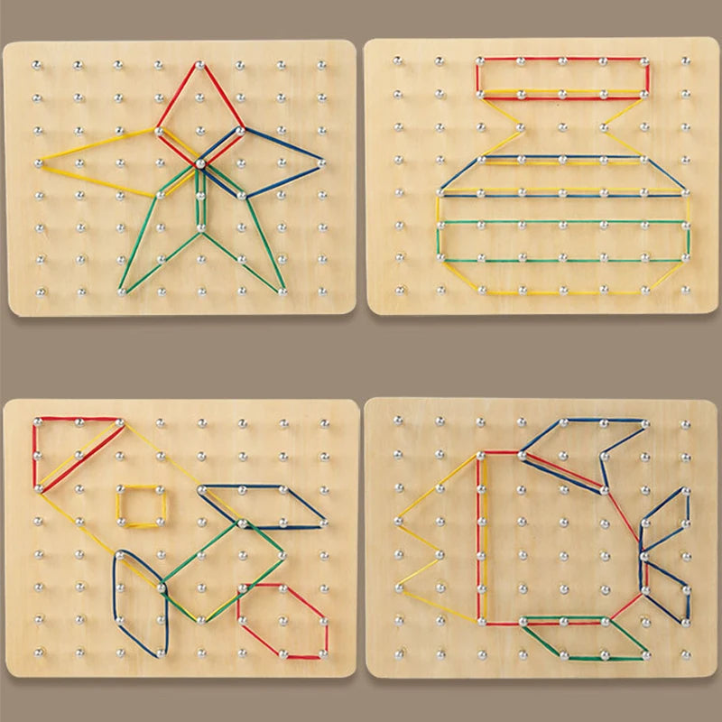 Wooden Geoboard with Pattern Cards
