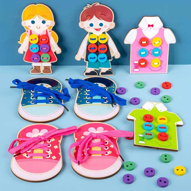 Wooden Buttons & Lacing Set