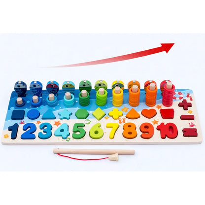 Wooden Math & Fishing Activity Board