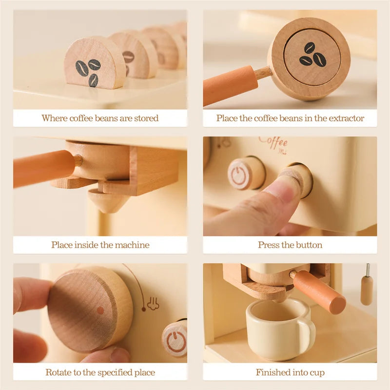 Wooden Coffee Machine Play Set