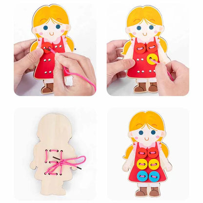 Wooden Buttons & Lacing Set