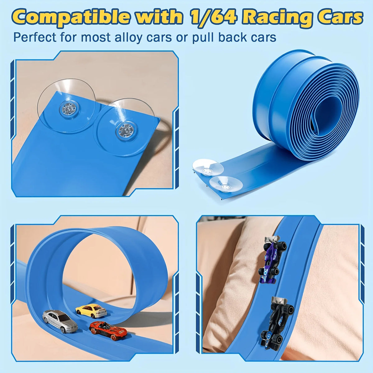 Bendy Race Track + 4 Cars