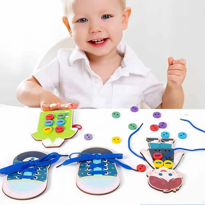 Wooden Buttons & Lacing Set