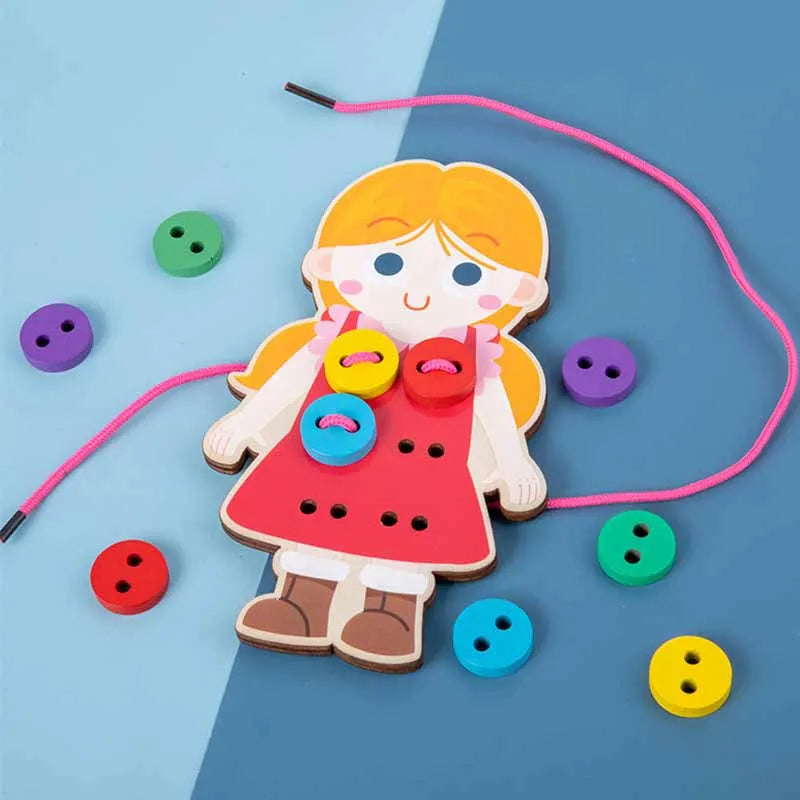 Wooden Buttons & Lacing Set