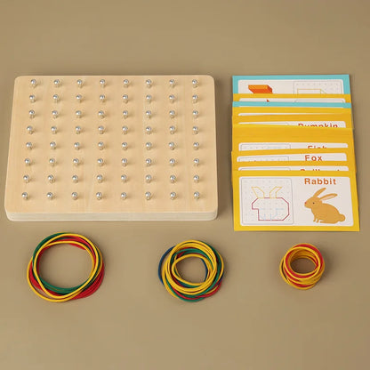 Wooden Geoboard with Pattern Cards
