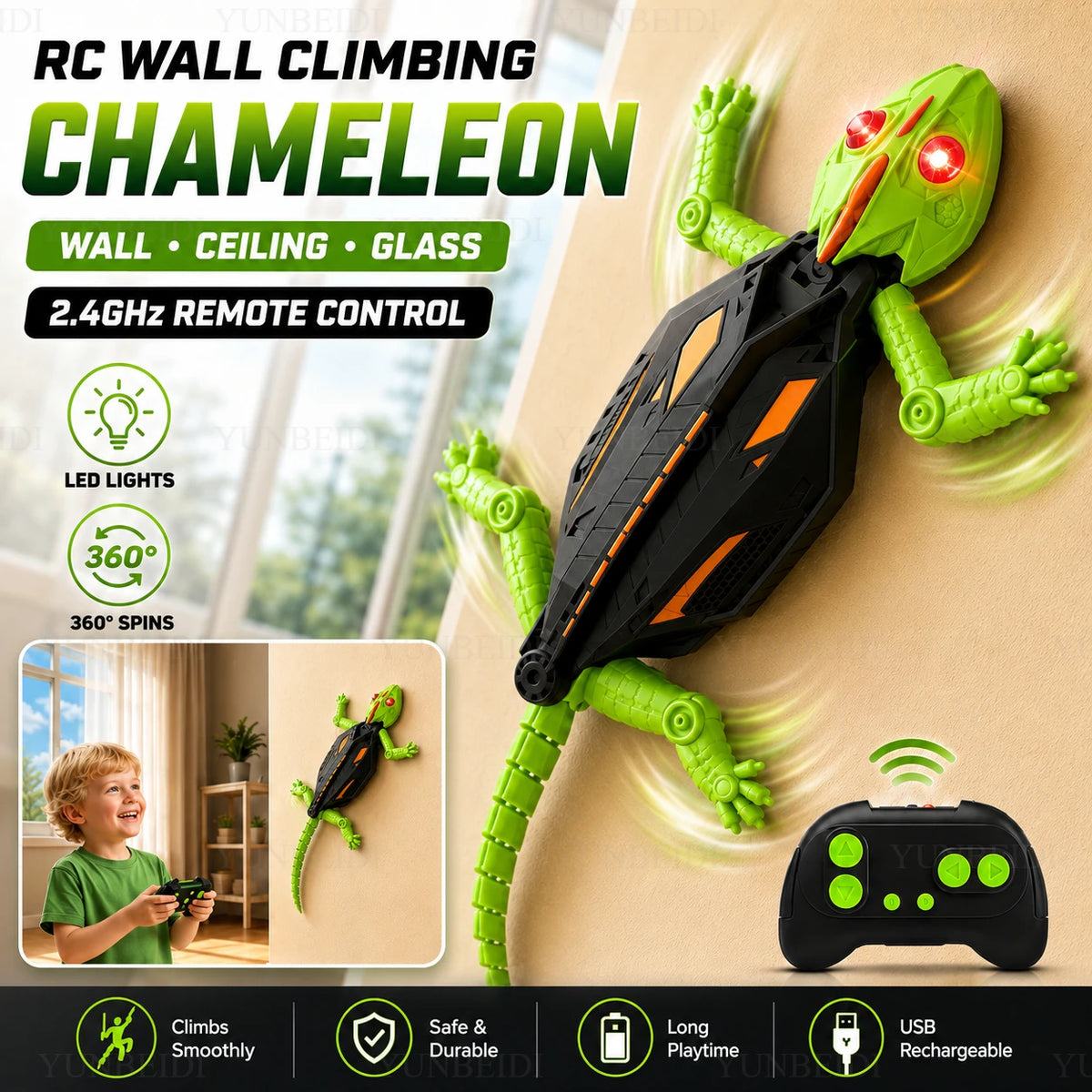 Wall-Climbing RC Gecko